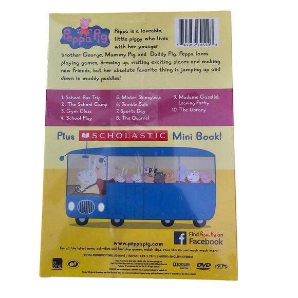 Peppa Pig DVD School Bus Trip 50 Minutes Plus Scholastic Mini Book NEW SEALED - Picture 2 of 2